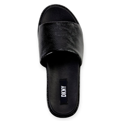 CI Platform Slip On Round Toe Patent Black Women's Sandals