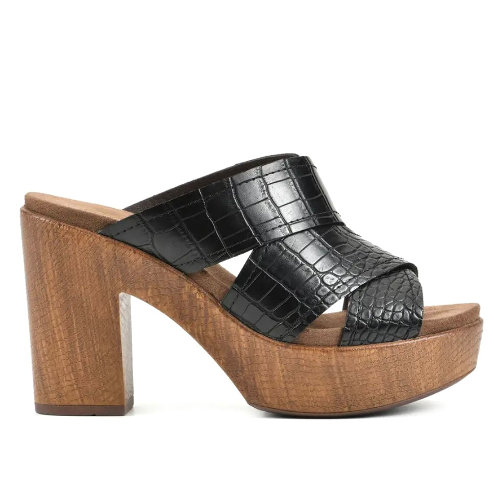 ALIVE Platform Slide Sandal Black Women's Heel Shoes
