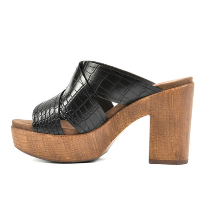 ALIVE Platform Slide Sandal Black Women's Heel Shoes