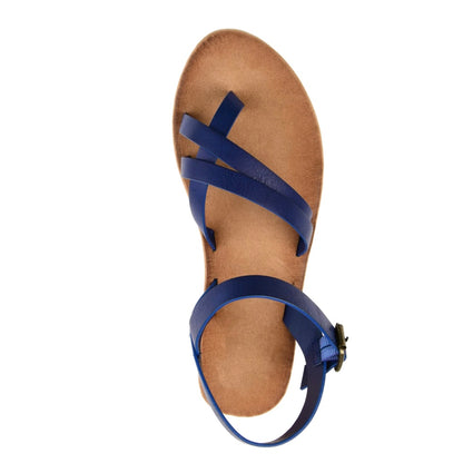 VASEK Women's Flats Thong Sandals Blue Faux Leather 6.5 M