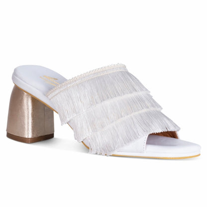 CHACHA Fringe Block-Heel Dress Sandals Women's Shoes