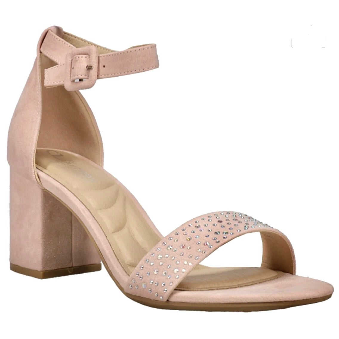 JOLLY Rhinestone Block Heel Ankle Strap Women's Sandals