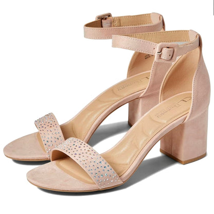 JOLLY Rhinestone Block Heel Ankle Strap Women's Sandals