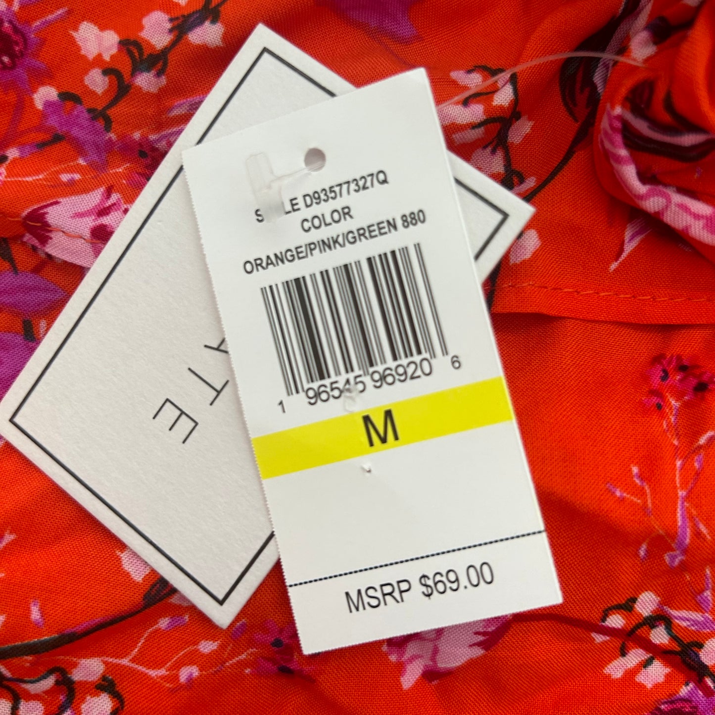Women's Strapless Ruffle Midi Dress Orange Multi