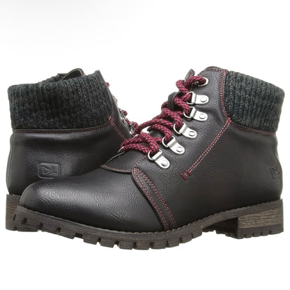 TREBLE Women's Cozy Lace-Up Hiker Booties