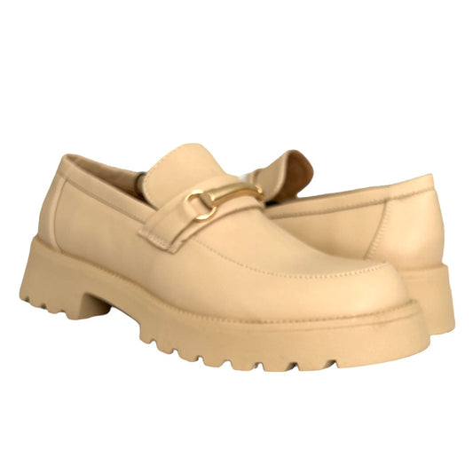 MELERI Lug Sole Loafers Cream Women's Shoes