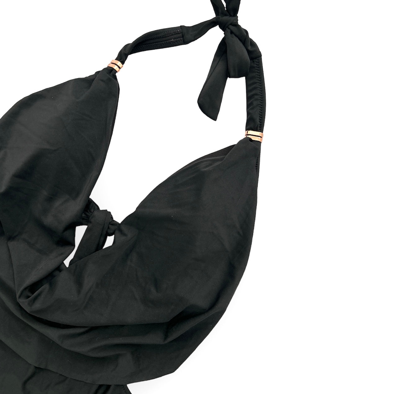 Core Solids Black Cowl Neck One-Piece Swimsuit Size S Women's Swimwear