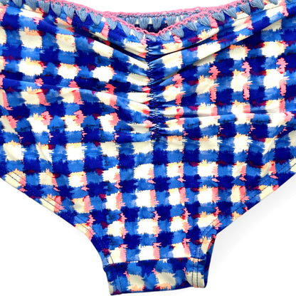 Blue/Pink/White Side Tie Bikini Bottoms Size L Women's Swimwear