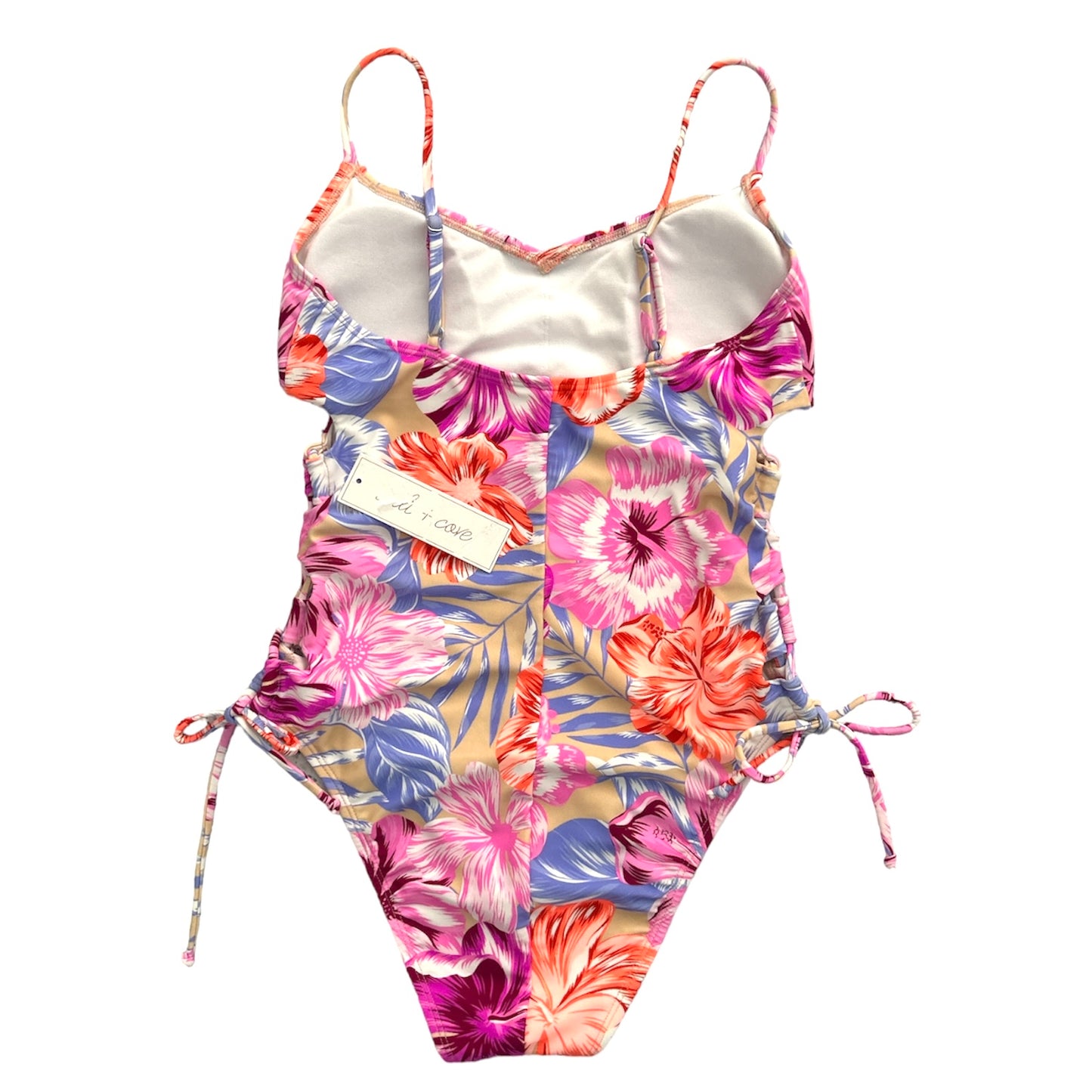 Floral Print Multicolor V-Neck One Piece Size M Swimsuit Women's Swimwear