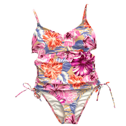 Floral Print Multicolor V-Neck One Piece Size M Swimsuit Women's Swimwear