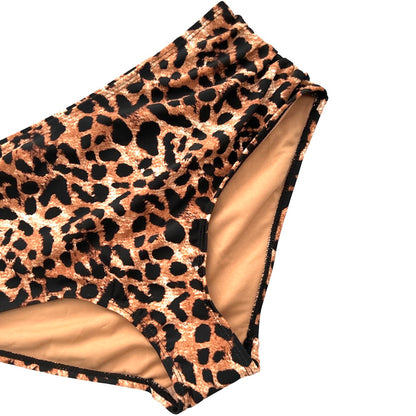 Animal Print Shirred Side High-Waist Bikini Bottoms Size S Women's Swimwear