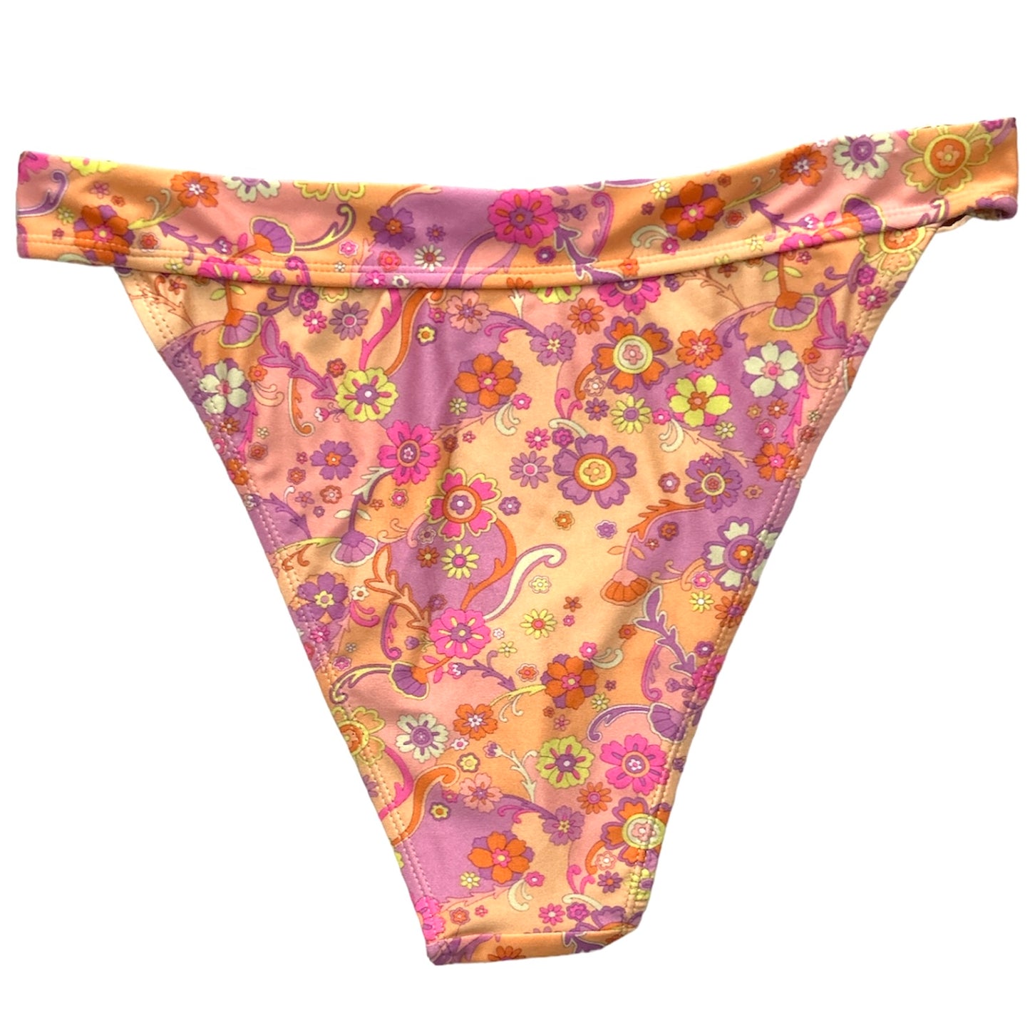 Floral Print Ring Detail High-Waist Size M Bikini Bottom Women's Swimwear