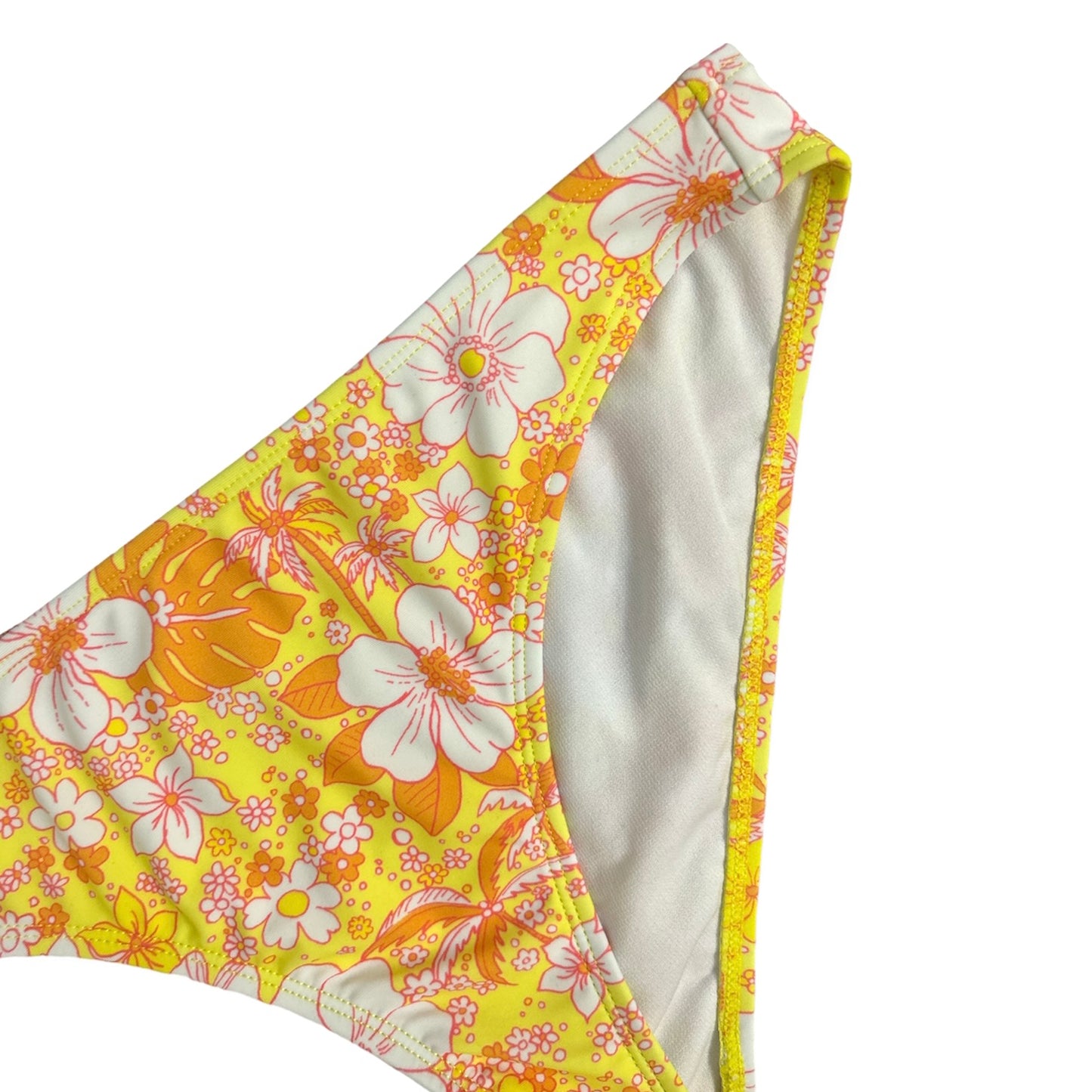 Floral Print Yellow/Orange Hipster Bikini Bottoms Size L Women's Swimwear