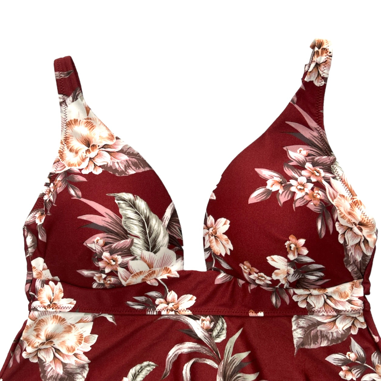 LUAU PALM Printed Handkerchief-Hem Tankini Swim Top Women's Swimwear