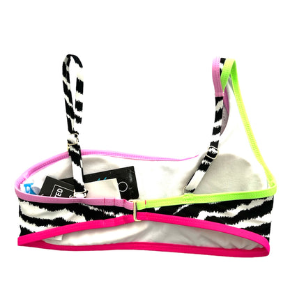Juniors Zebra Printed Asymmetric Bikini Swim Top Women's Swimwear