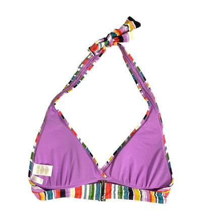 Banded Halter Painted Sky Multicolor Stripe Bikini Top Size D Women's Swimwear