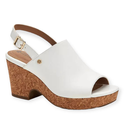 CELINAA White Cork-like Platform Size 9.5M Women's Sandals