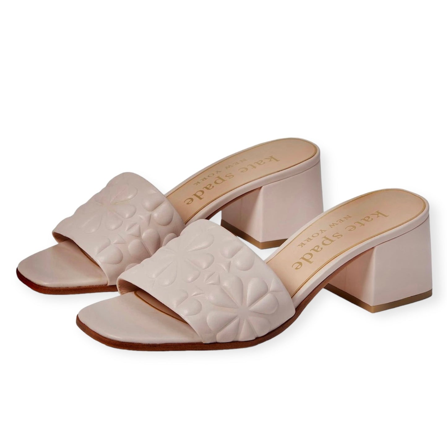 EMMIE Block Heel Slide Pale Dogwood Leather Size 7 Women's Sandals