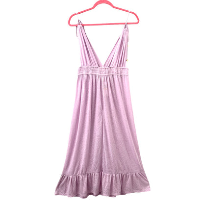 Smocked Midi Dress Strappy Orchid Bouquet Women's Cover Up