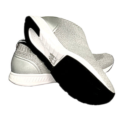 KACIE Slip On Running Sneakers Silver Women's Sport Shoes