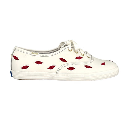 Women's CHAMPION KS Embroidery White Leather Sneakers