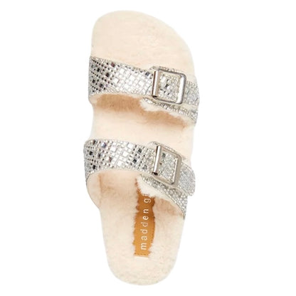 BRANDO Flats Strap Faux Fur Footbed Sandals