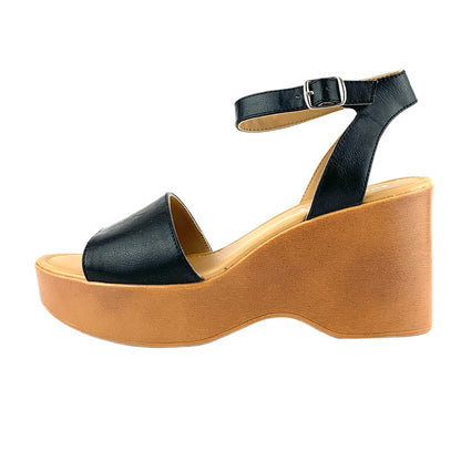 AUDREEYP Black Ankle Buckle Platform Size 8M Women's  Sandals