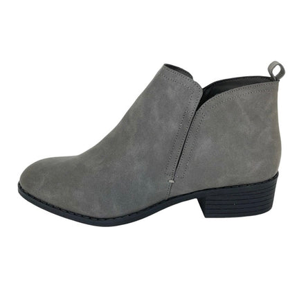 CADEE Gray Round Toe Zip Up Low Cup Booties Women's Ankle Boots