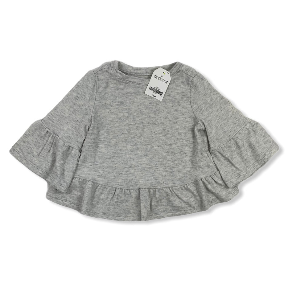 Long Sleeve Gray Pullover Top Size 2T baby girls Sweater- - Fannetti Boutique