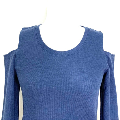 Blue Cold Shoulder Long Sleeve Size S Petite Women's Sweaters