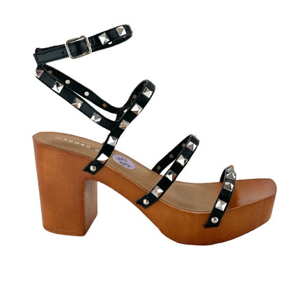 G-Canon Black Open Toe Ankle Buckle Platforms Women's Sandals