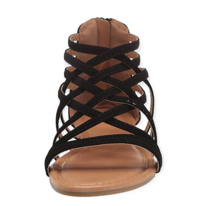 HANNI Comfort Strappy Flats Back Zip Women's Gladiator Sandals