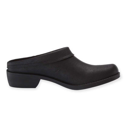 BECCA Comfort Black Slip On Round Toe Block Heel Women's Clogs