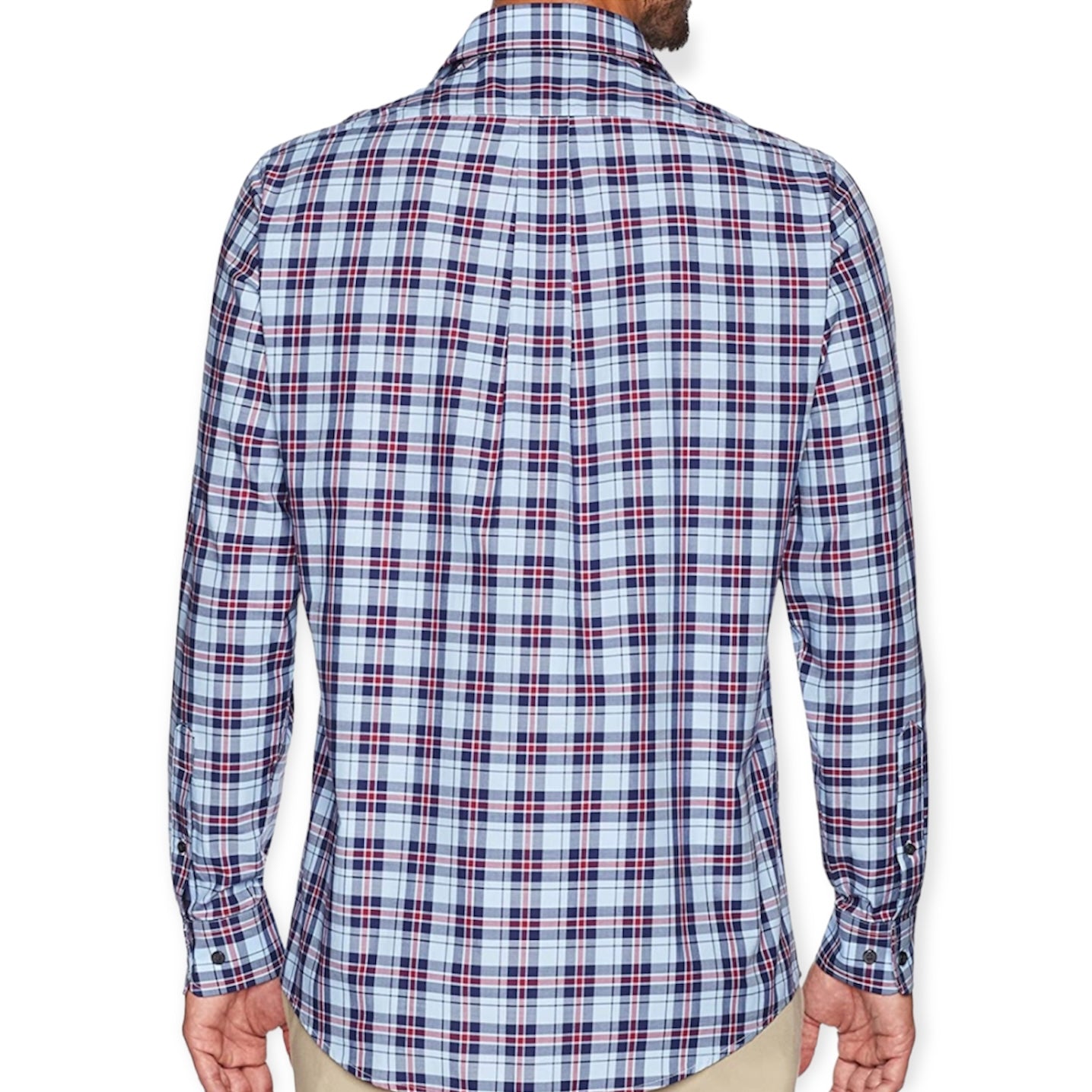 Classic Blue/Red Plaid Print Long Sleeve Size S Men's Shirt