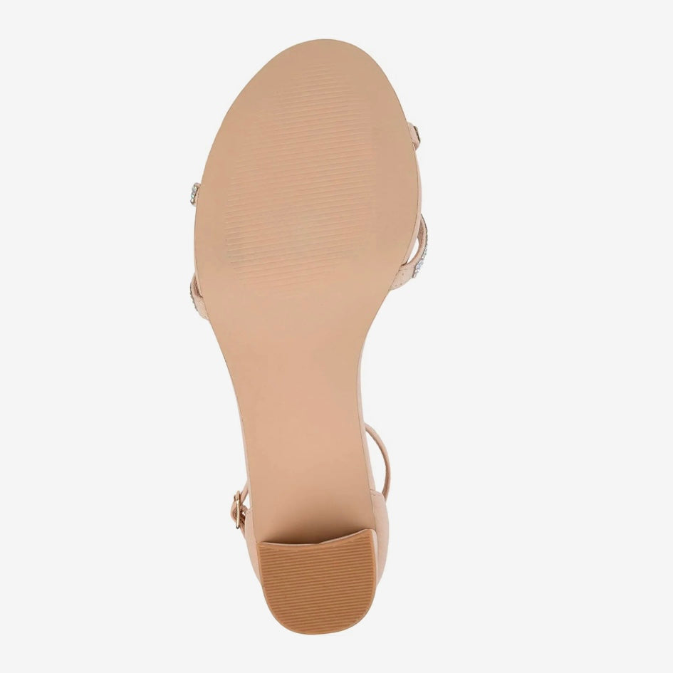 DENALI Nude Round Open Toe Block Heels Size 7 Women's Sandals