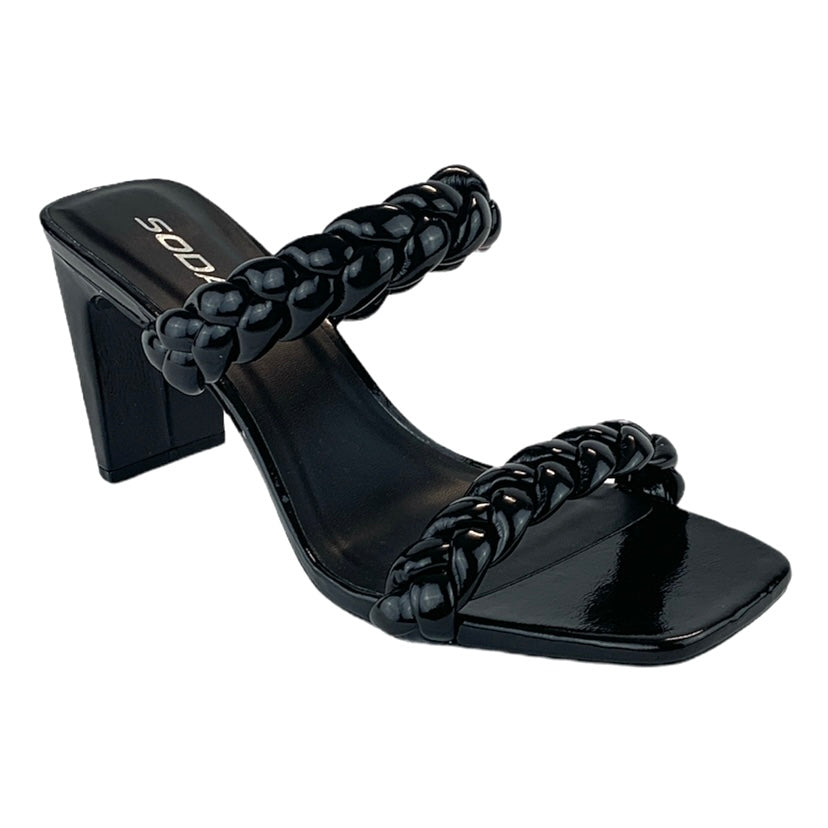 High Heel Square Toe Black Shoes Size 10 Women's Sandals
