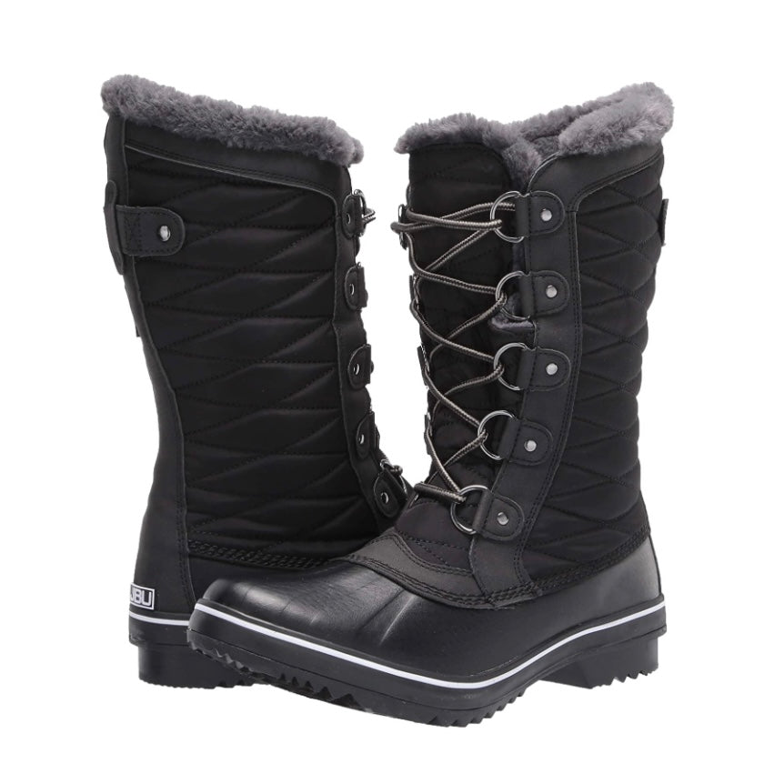 Chilly Black WaterProof Round Toe Lace Up Women's Winter Boots