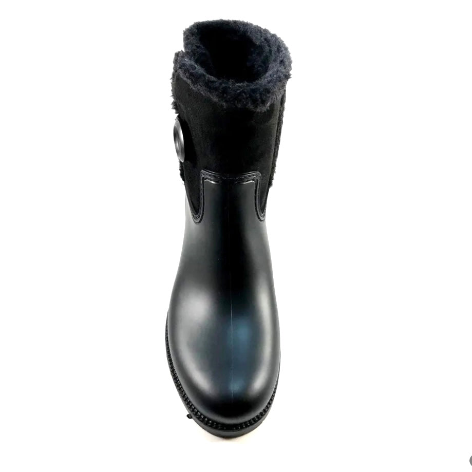 MINDY Black Matt Size 7 Rain Booties Women's Ankle Boots