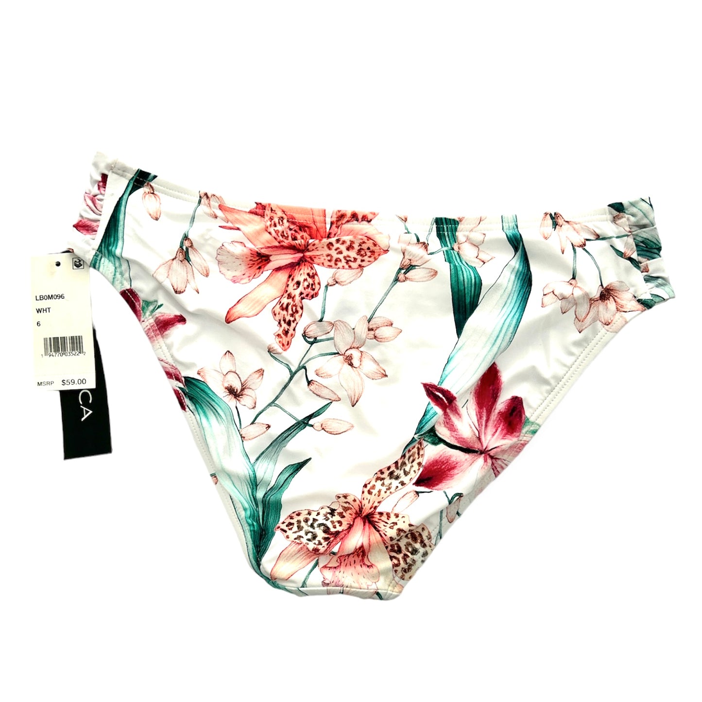 White/Flyaway Orchid Hipster Bikini Swim Bottom Size 6 Women's Swimwear