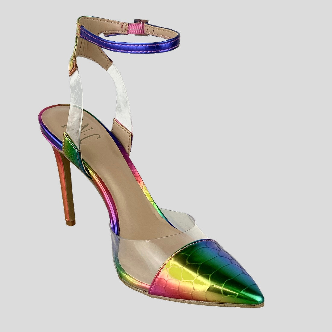 KAIJAP Rainbow Pointed Toe Stiletto Heel Ankle Strap Size 5.5 Women's Pump