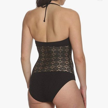 Black Lace One-Piece Swimsuit Strapless Women's Swimwear