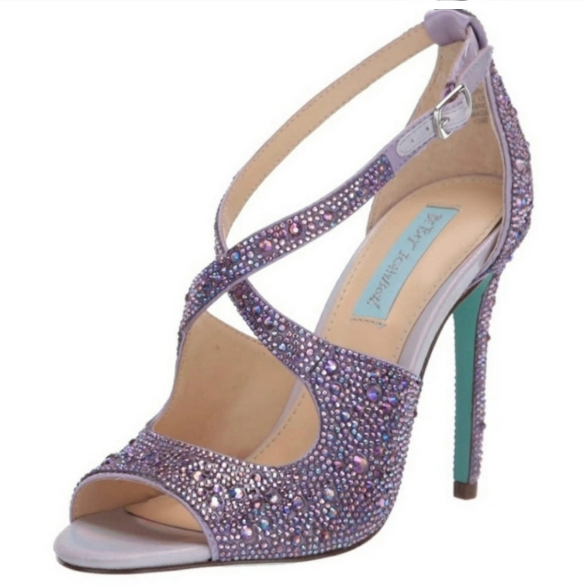 SB-SAGE Lilac Ankle Strap Rhinestone Stiletto Heel Women's Dress Sandals