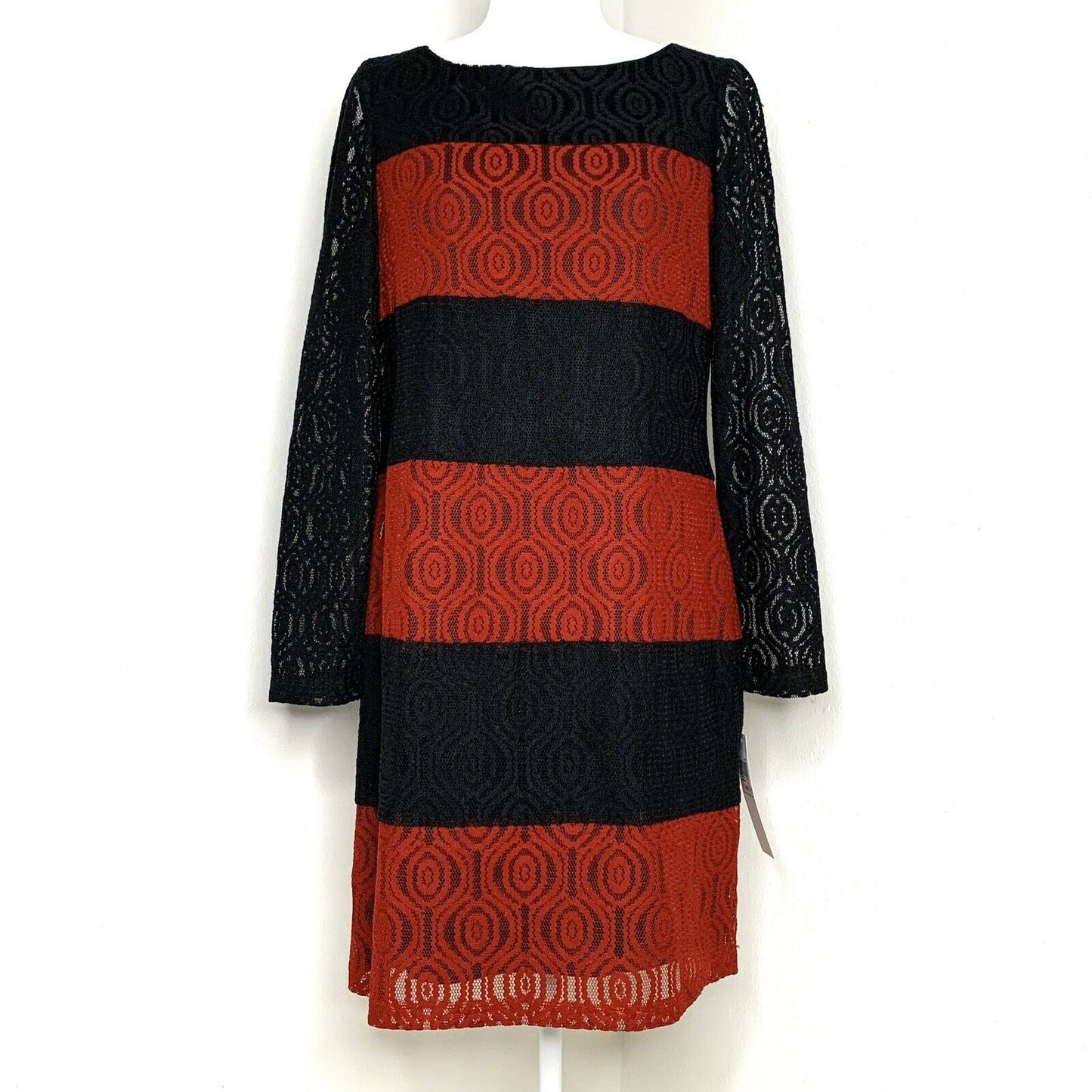 Lace Long Sleeve Zipper Black/Red Size 10 Women's Dress--_ - Fannetti Boutique
