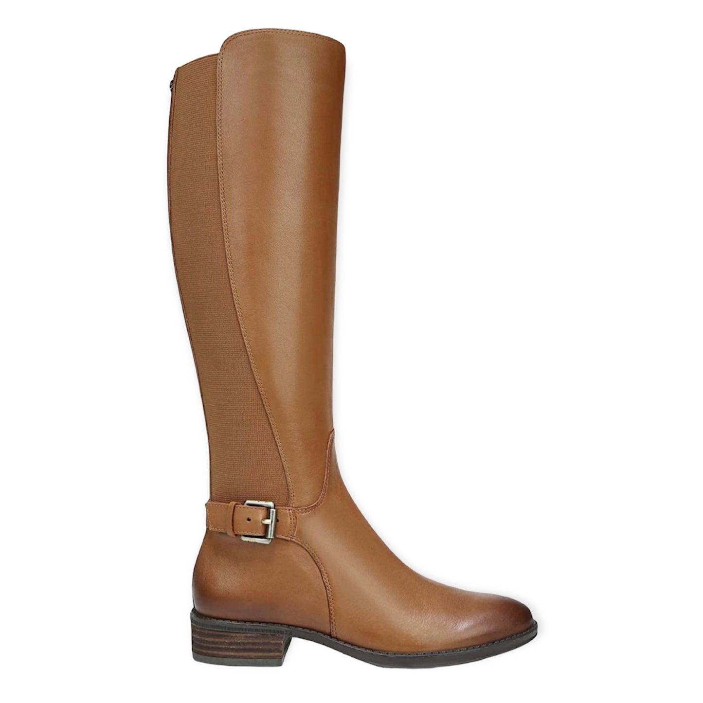 PAXTEN Leather Knee High Block Heel Almond Toe Women's Riding Boots