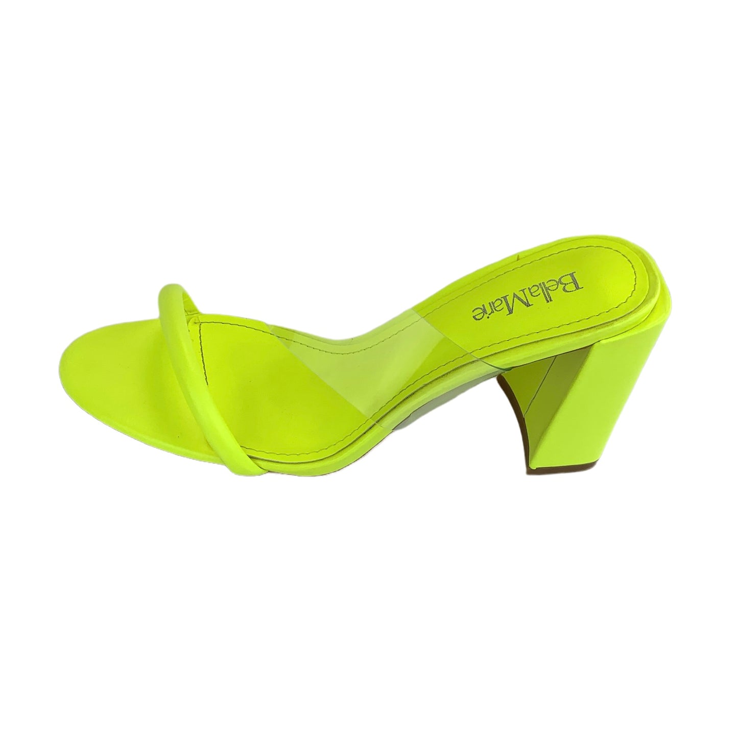 LOUNGE-1 Neon/Clear Slip On Block Heel Size 9 Fashion Women's Sandals