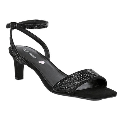 Black Ankle Strap Skyla Heel Rhinestone Dress Girls Youth Sandals