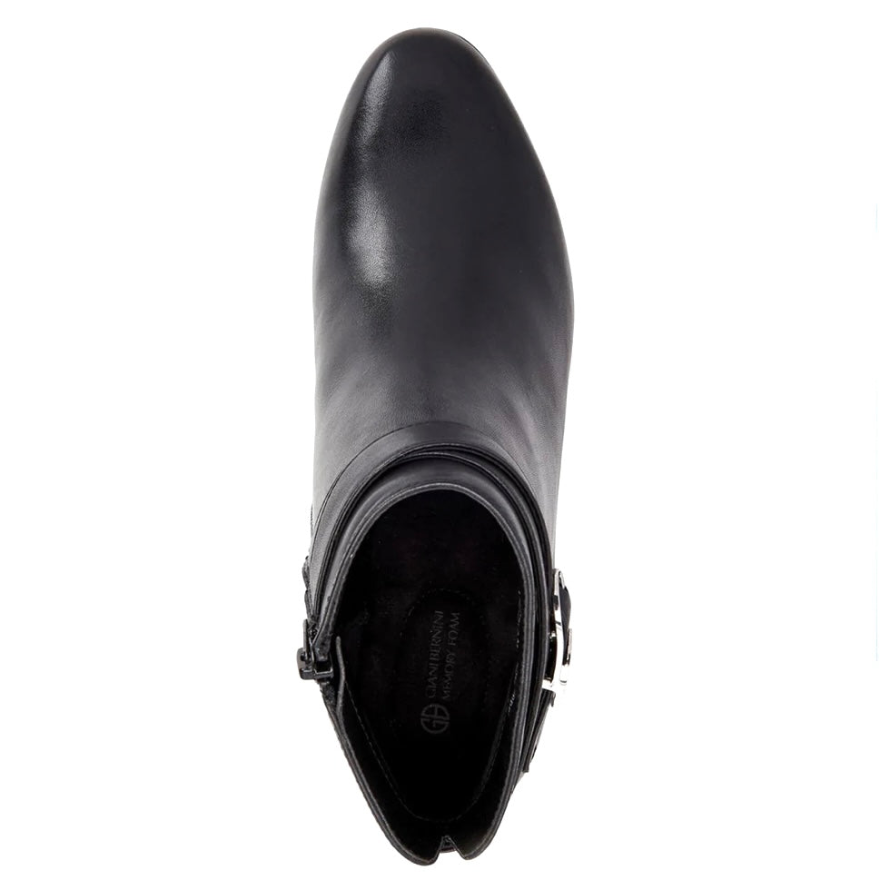 CHERUBP Black Comfort Zip Up Booties Wedge Heel Women's Ankle Boots