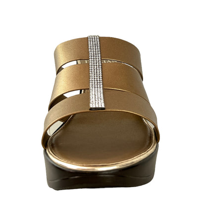 ITALIAN SHOEMAKERS Bronze Metallic Size 10 M Slip On Women's Wedge Sandals