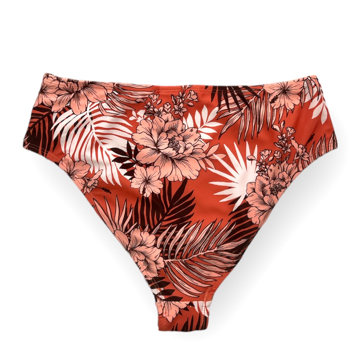 Brown/Floral Print Bikini Bottom Size S Women's Swimwear