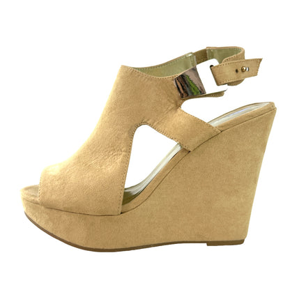 MALOR Beige Round Toe Platform Size 9M Women's Wedge Sandals